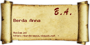 Berda Anna névjegykártya